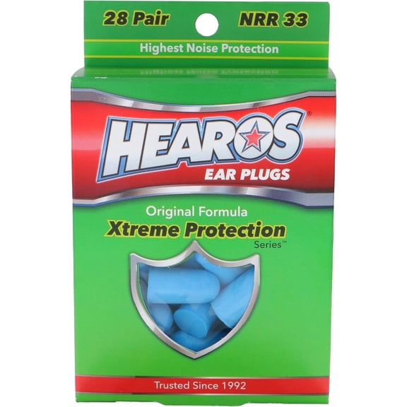 HEAROS Extreme Protection Ear Plugs, NRR 33 Foam Ear Plugs for Noise Reduction, Blue, 28 pairs