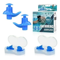 Swimming Earplugs , 3 Pairs, Silicone Comfortable Earbuds with Storage Case for Adults, Children Prevent Swimmer`s Ear(Blue-L)