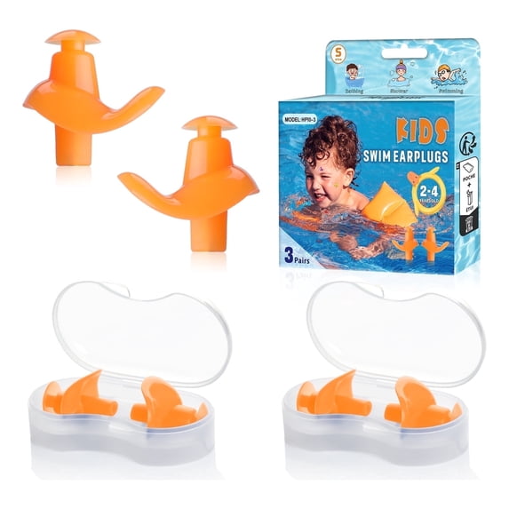 Reusable Silicone Comfort Earplugs, Soft Flexible Ear Plugs for Daily Use, Travel & Bath Time, 3 Pairs with Individual Storage Cases