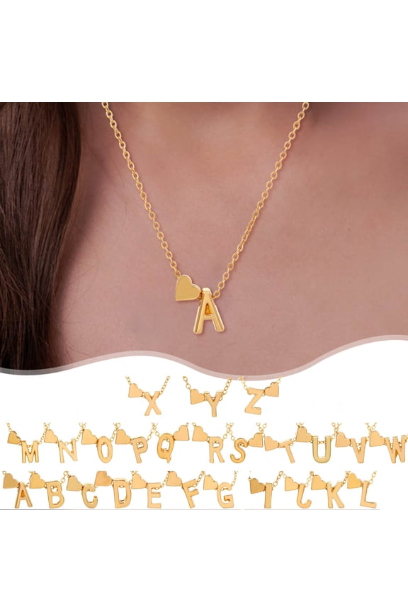 Heart 26 English Letter Pendant Necklace Heart Short Collarbone Chain