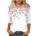 thumbnail image 1 of Heart 3/4 Sleeve Tshirts Womens Plus Size Valentines Tops Cute Holiday Print Tee Basic Tunic Shirts, 1 of 5