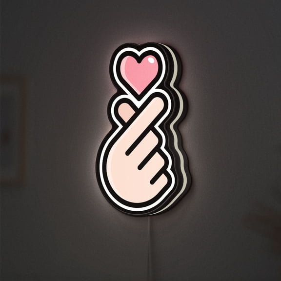 Heart 3D Novelty Light Box, Hand Gesture Love Sign, Romantic Decor, Ideal for Valentine' s Day or Couples (Width 12 inch, 30cm)