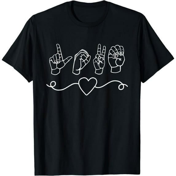 Heart ASL Sign Language Love Pattern American Sign Language T-Shirt
