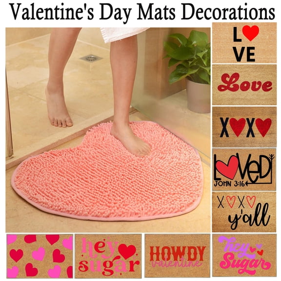 Heart Accent Home Floor Carpet for Valentine Season, Non Slip Washable Entry Rug for Indoor Living Spaces, Suitable for Bathroom Lounge Areas Adding Warm Romantic Decorative Touch, HAODEJW