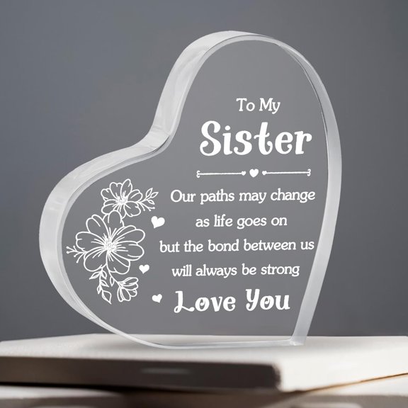 Heart Acrylic Keepsake Sign Plaque 3.9x3.9 Inch Sister Gift