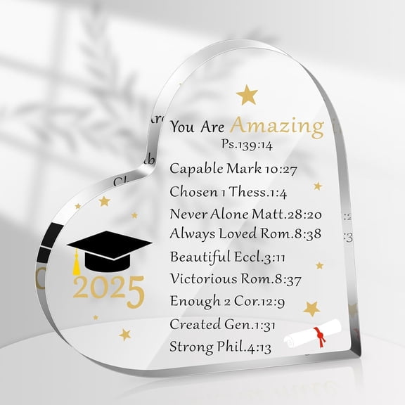 Heart Acrylic Plaque 2025 Religious Graduation Gift Christian Class 4 x 4 Inch