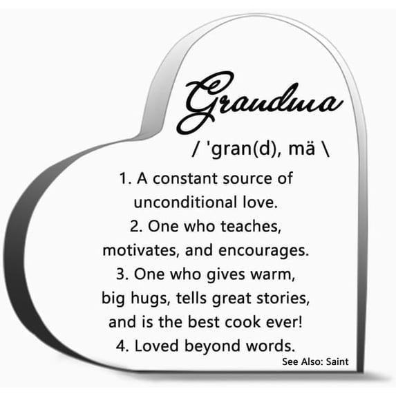 Heart Acrylic Plaque 4X4 Inch Grandma A Constant Source of Unconditional Love Inspirational Tabletop Sign Acrylic Heart Keepsake Gift for Friends Family Coworkers Grandmother Home Decor