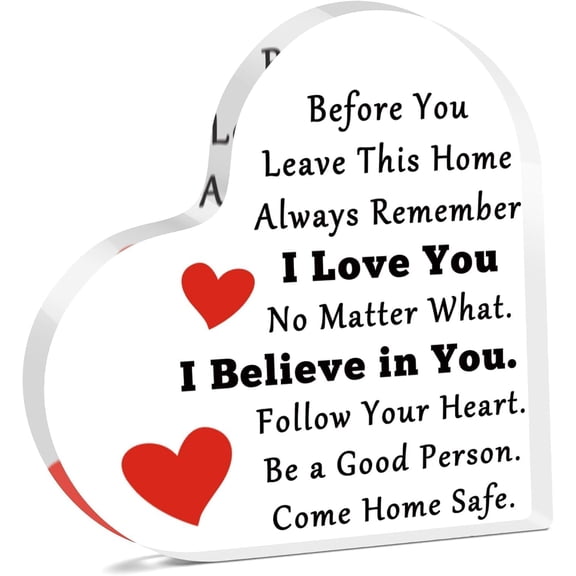 Heart Acrylic Plaque Family Acrylic Sign for Desk Inspirational Gifts for Husband Dad Son Fathers Day Birthday Present Firefighter Trucker Policeman Military Father Motivational Quotes 6"X6"Inch
