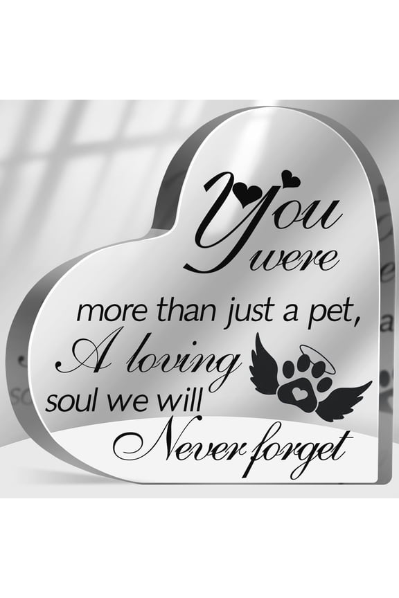 Heart Acrylic Plaque for Loss of Pet Memorial Gifts for Loss of Dog Cat In Memory of Pet Plaque Bereavement Condolences Grief Gifts Pet Funeral Remembrance Decor Ornament Sign Plaque 4x4 inch
