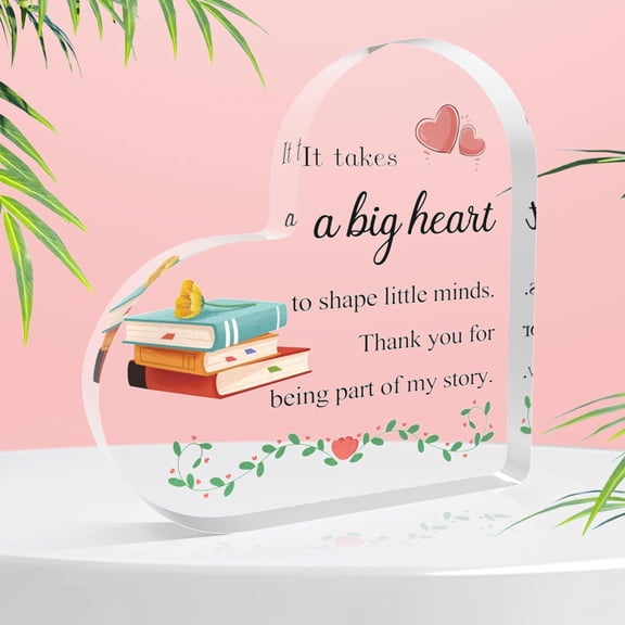 Heart Acrylic Plaque Teacher Gifts Stocking Stuffers Acrylic Plaque Independence Day Patriotic Home Shelf Office Decor 4 x 4 Inch