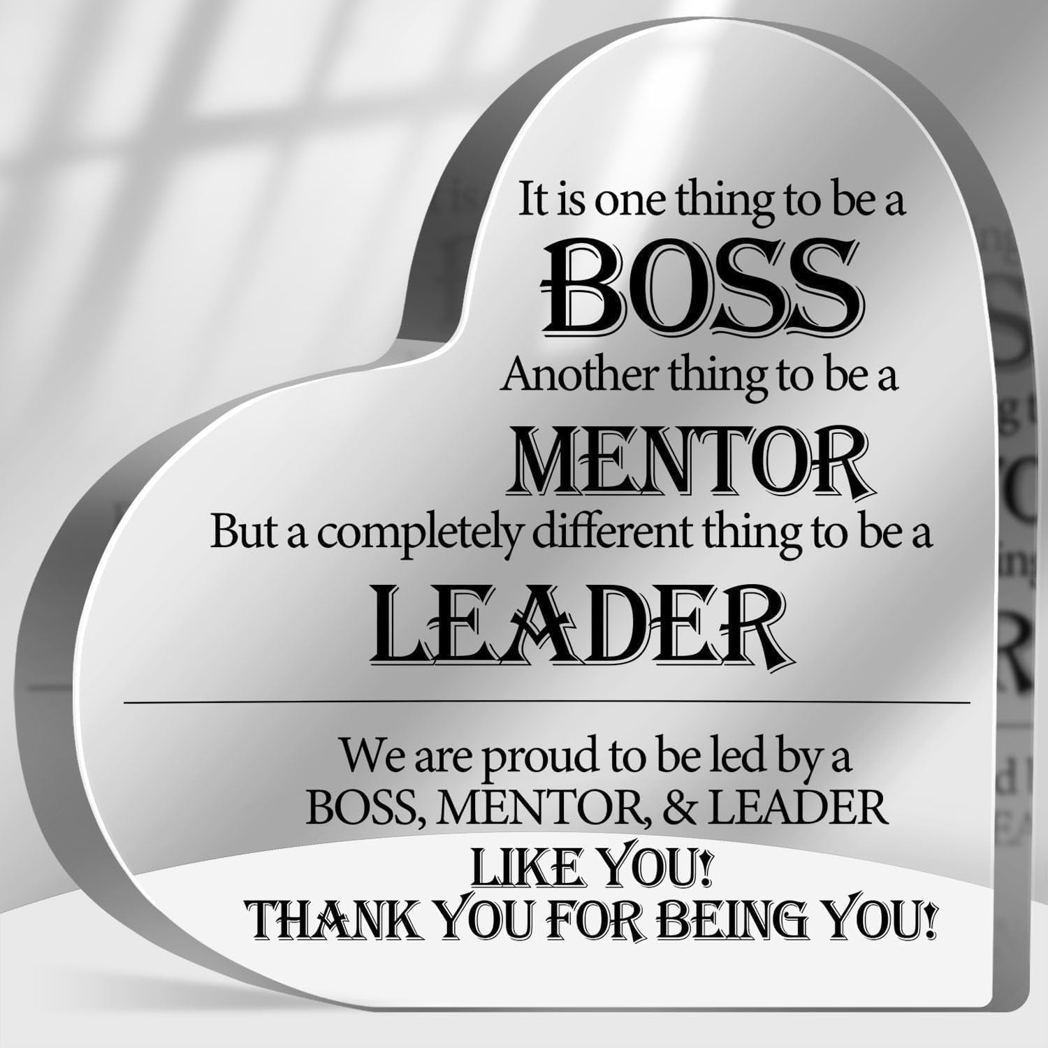 Boss Appreciation Paperweight Gift - Acrylic Desk Decor For Manager, Mentor, Leader