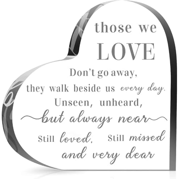 Heart Acrylic Sign 4X4 Inch Bereavement Gift Sympathy Memorial Condolence for Loss of Loved One Remember Me Grieving Gift Christmas Remembrance Table Decor Acrylic Heart Keepsake