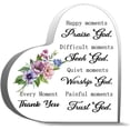 thumbnail image 1 of Heart Acrylic Sign 4X4 Inch Decorative Tabletop Acrylic Sign Inspirational Plaques Happy Moments Praise God Difficult Moments Seek God Table Sign Home Office Church Spiritual Religious Keepsake, 1 of 4