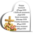 thumbnail image 1 of Heart Acrylic Sign 4X4 Inch Motivational Gift Office Encouragement Table Centerpieces Scripture Heart Keepsake for Office Table Faith Religious Keepsake Tabletop Display Sign, 1 of 4