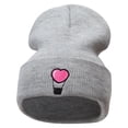 thumbnail image 1 of Heart Air Balloon Embroidered 12 Inch Long Knitted Beanie - Heather Grey OSFM, 1 of 5