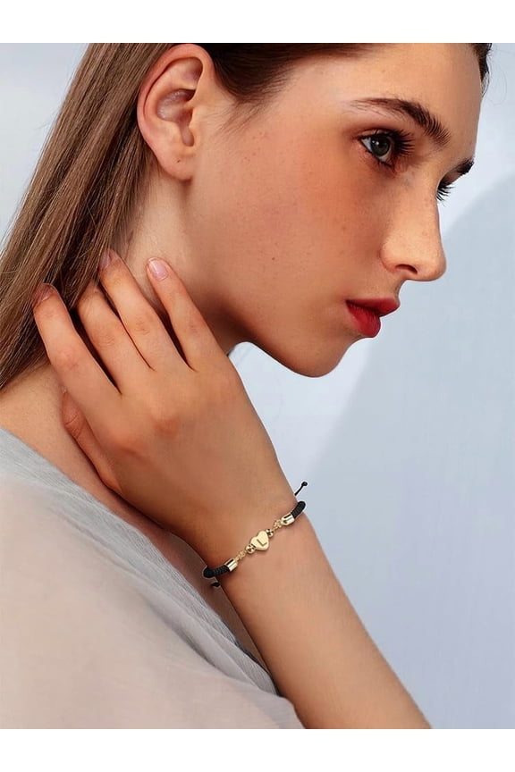 Heart Alphabet Bracelet Adjustable Letter A-Z Nylon Cord Bracelets for Women Men Personalized Gifts diy Letter Q