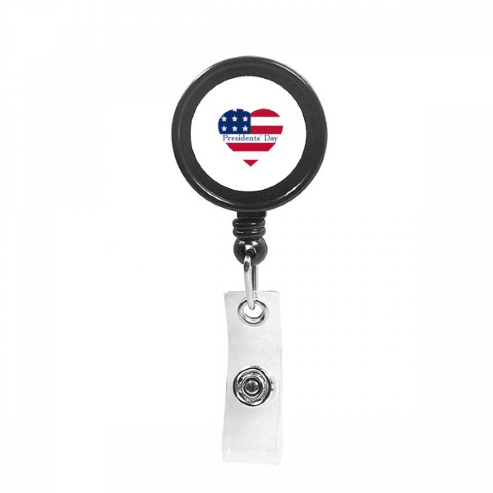 Heart American Presidents Day Flag Retractable Keychain Badge Holder ID Badge