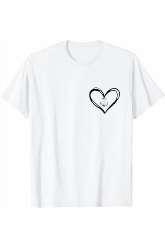 Heart Anchor Nautical T-Shirt All Size S-5XL
