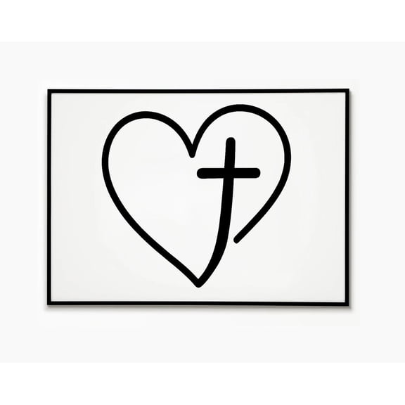 Heart And Cross Christian Picture Faith Love Symbol Religious Decor Inspirational Artwork Unframed Paper Print