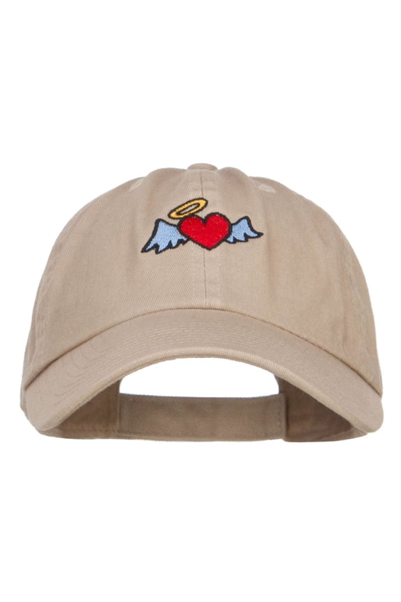 Heart Angel Embroidered Low Cap - Khaki OSFM