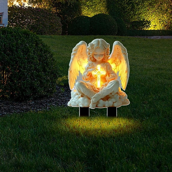 Heart Angel Memorial Garden Stake,Acrylic Memorial Yard Art,Weather Resistant Outdoor Ornament,Ideal for Flower Pots,Patio,Lawn,Backyard and Cemetery Decor,7.87 Inch