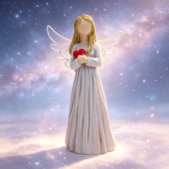 Heart Angel Shaped Resin Craft Figurine, Elegant Art Ornament for Living Room Tea Table Cabinet Indoor Home Soft Style Daily Decor