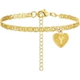 thumbnail image 1 of Heart Anklet With Letter For Women Clearance Items Under 5 Dollars Gifts Initial Ankle Bracelets For Women Gold Cuban Link Anklets[o6292], 1 of 2