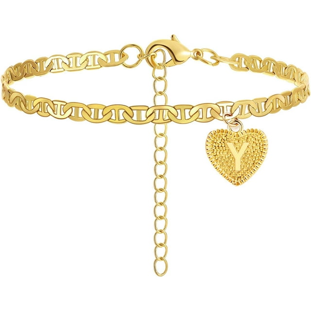 Heart Anklet With Letter For Women Clearance Items Under 5 Dollars Gifts Initial Ankle Bracelets For Women Gold Cuban Link Anklets[o6292]