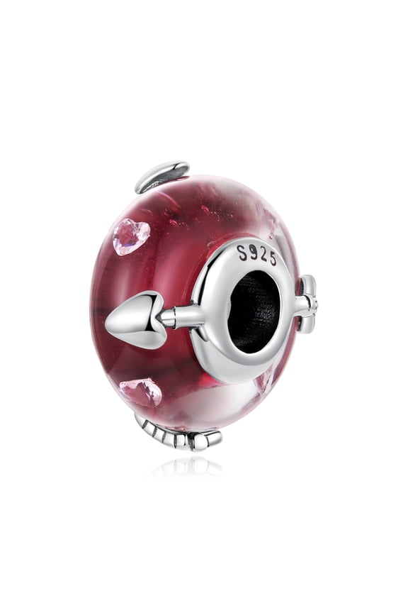Heart Arrow Glass Beads Charm , Genuine 925 Sterling Silver, Compatible with Most Charm Bracelet