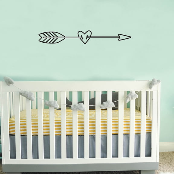 Heart Arrow Living Room and Bedroom Vinyl Wall Art Decal - 3.5" x 22.5" Decoration Vinyl Sticker-Black