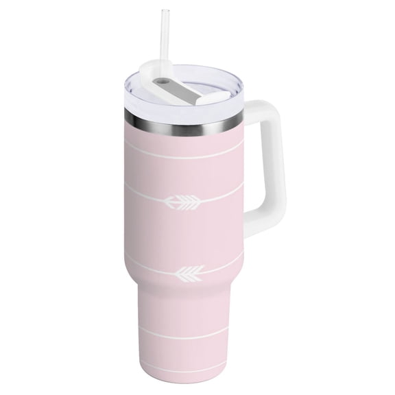 Heart Arrows Pink Insulated Tumblers 40oz Double-Walled Stainless Steel Water Bottles Car Handle