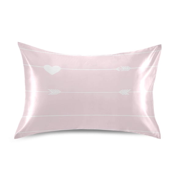 Heart Arrows Pink Queen Size Pillowcase Silky Smooth Finish Anti Wrinkle Design Easy Envelope Closure 20x30in