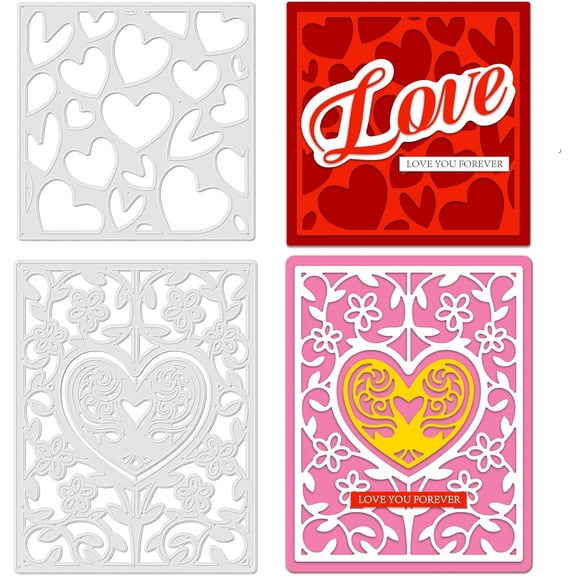 Heart Background Cut Dies Love Heart Carbon Steel Die Cuts for DIY Crafting Embossing Stencil Template for Valentine's Day Wedding AnniversaryBackground Card Making Scrapbooking Decoration DIY