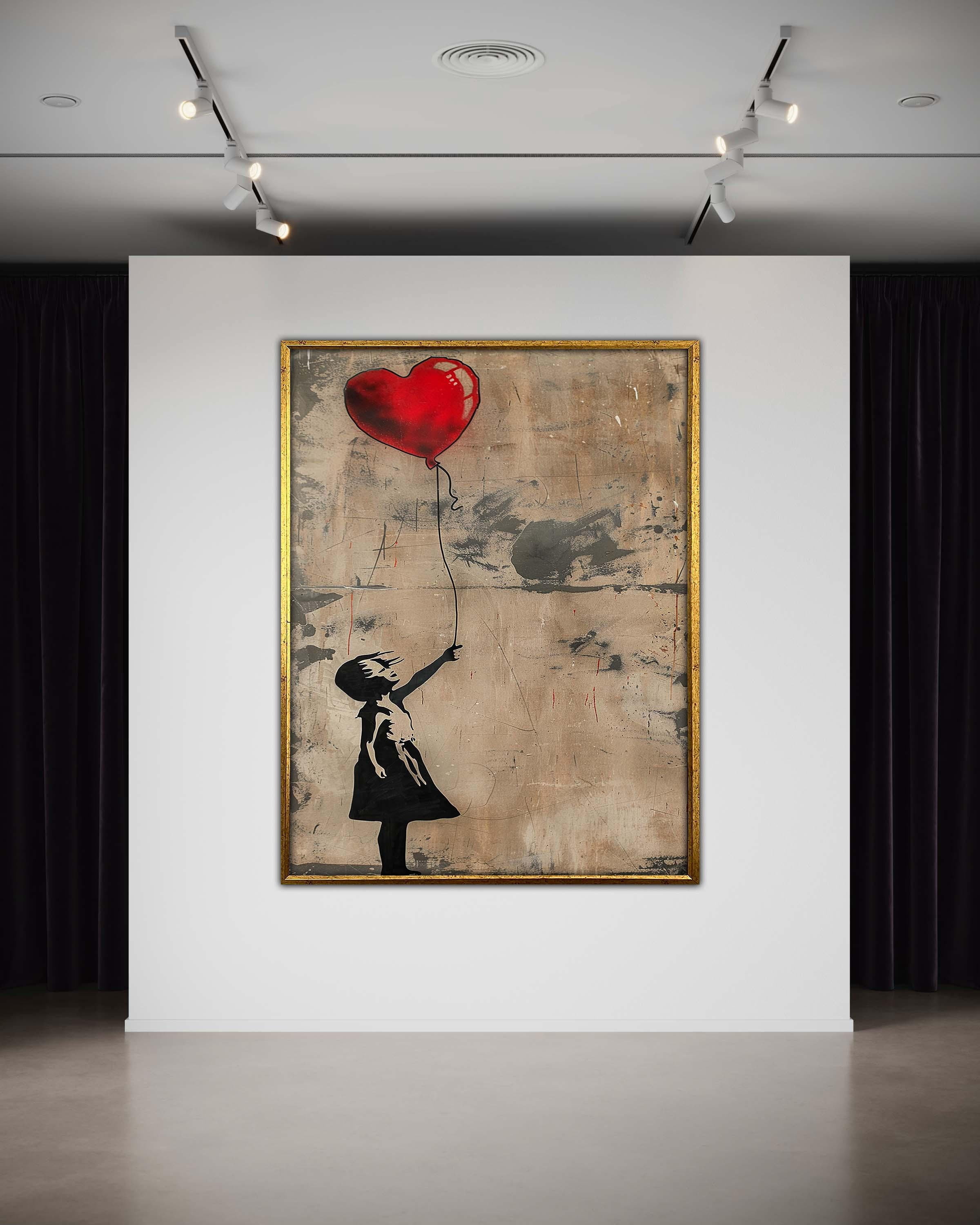 Heart Balloon Girl Art Street Art Urban Graffiti Poster , Poster Print ...