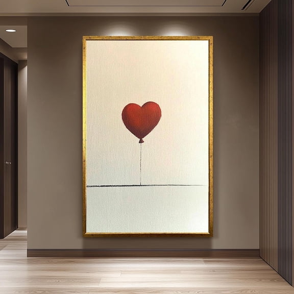 Heart Balloon Print Minimalist Love Decor, Unframed Paper Poster 24x36in