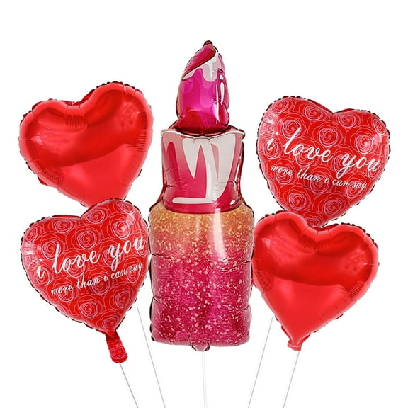Heart Balloons Set, 37.2-inch Huge Lipstick Balloon, Valentine's Day Heart Balloons, Valentine's Day Party Decoration, for Wedding, Anniversary, Valentine's Day Party Occasions