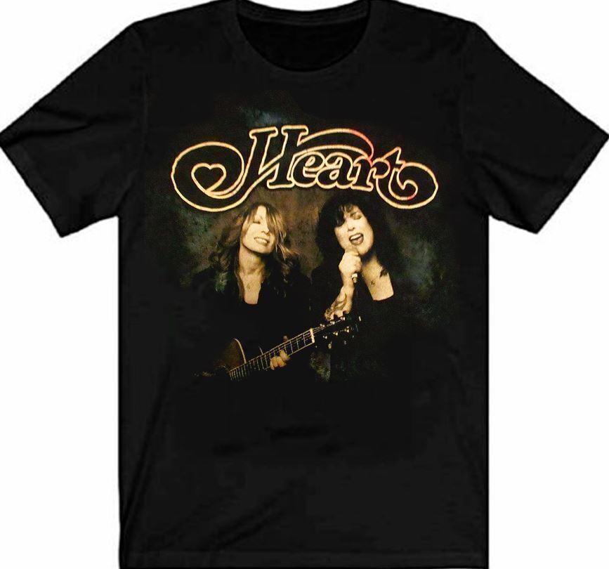 Heart Band Rock Band Shirt Cotton Black Unisex