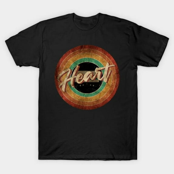 Heart Band Vintage Circle Art Rock Music Graphic, H3454 Unisex T-Shirt, Up to 5XL Available