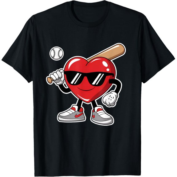 Heart Baseball Player Lover Valentine s Day Sport Graphic T-Shirt