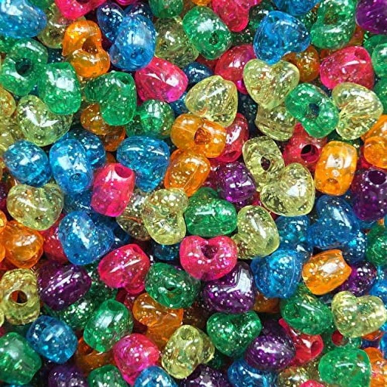 Heart Beads Glitter Sparkle Mix Pony Beads Pk/50 Made in USA
