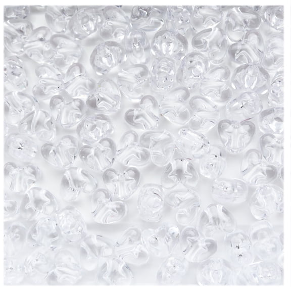 Heart Beads Crystal Clear Large Hole Pony Beads Pk/50 Made in USA