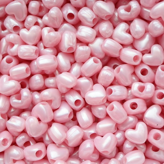 Heart Beads Light Pink Pearl Large Hole Pony Beads Pk/50 Made in USA