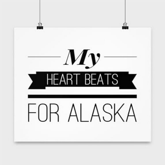 Heart Beats for Alaska - Alaska Lovers - 13x13 Poster Print - Wall Art