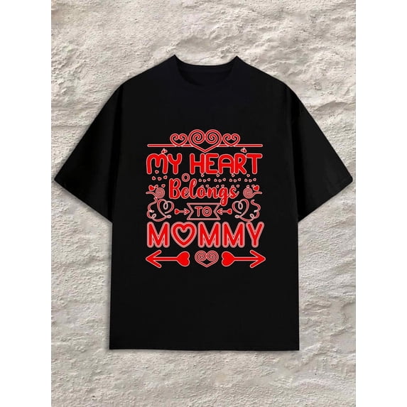 Greenink My Heart Belongs mens black Soft and comfortable Trendy Unisex Shirt Printed tshirts Fashion Unisex Shirt Short Sleeve tshirts Trendy Unisex Shirt Crewneck tshirts
