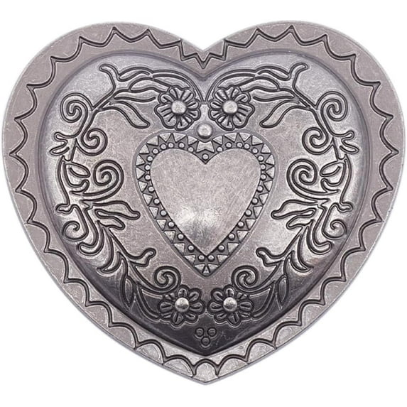 Heart Belt Buckle Retro Rose Flower Western Vintage Cowboy Metal Alloy Bohemian Style Belt Fastener Accessory Fit 1-1/2"(39mm) Belt Strap for Men Women Cowgirl Christmas Gift Antique Silver