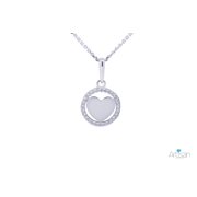 Heart Bezel CZ Pendant with Necklace in 14k White Gold