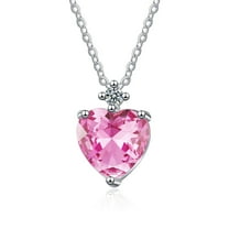 Heart Birthstone Necklace for Women - Dainty Heart Birthstone Pendant Sparkle 925 Sterling Silver Necklace Anniversary Birthday Gifts for Women Mom Wife Daughter Grandma Jewelry Gifts