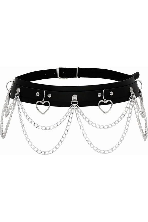 Heart Black PU leather Belt, Emo Punk Grunge Goth Belt, Gothic Punk Accessories