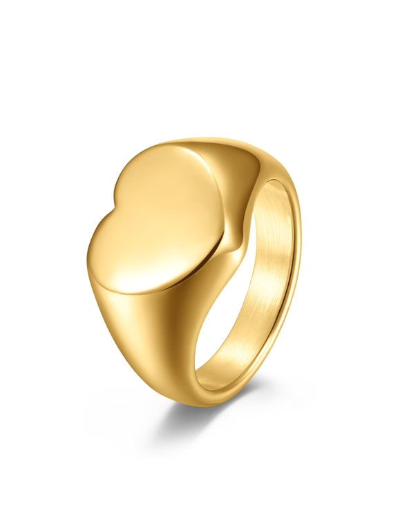 Heart Blank Top Signet Ring For Men Women 14K Gold Filled Elegant Timeless Jewelry