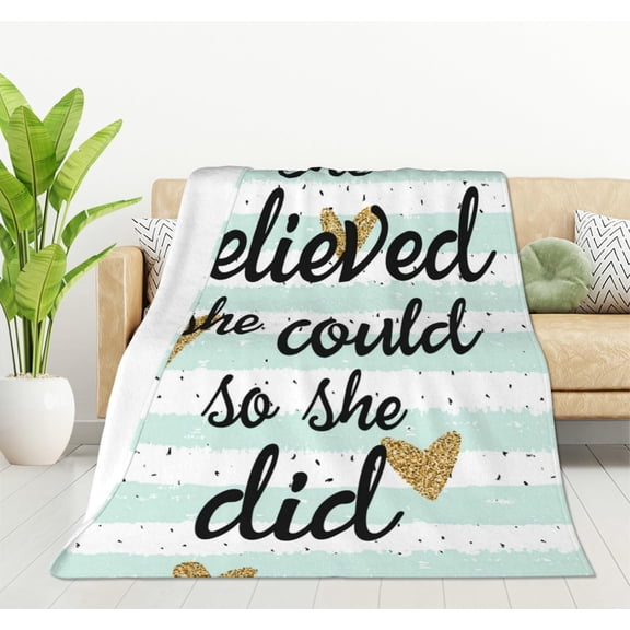 Heart Blanket with Inspirational Quote She Believed she Could so she did Soft Blankets and Throws 40x50 Inch Caring for Women Men